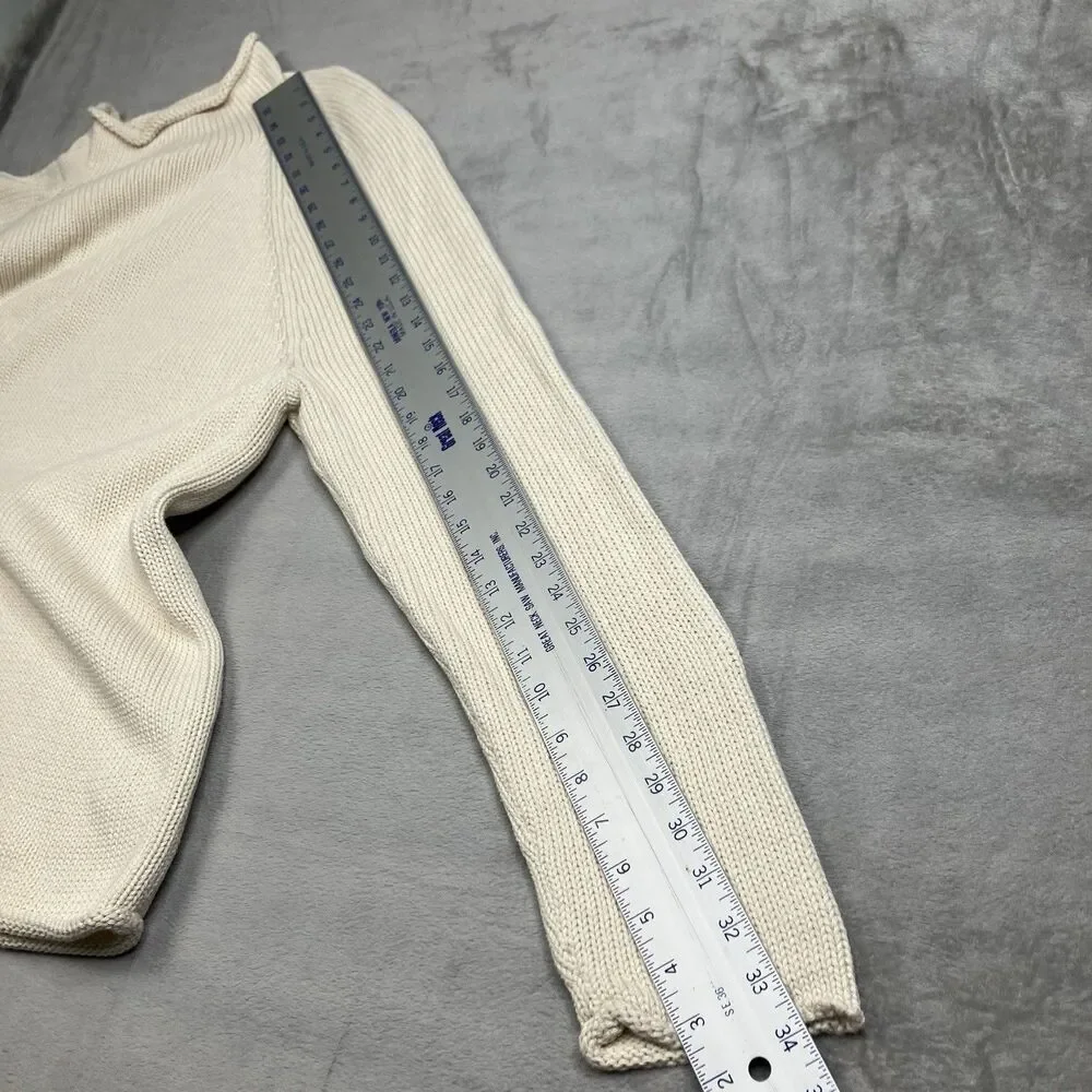 J Crew 1988 Rollneck Sweater Mens L Cream Cotton Preppy Coastal BW186‎